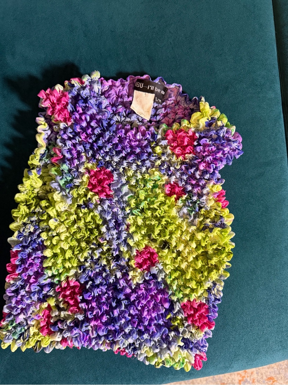 Vintage Multicolor Ruffle Tank Top - Bright Floral Mix